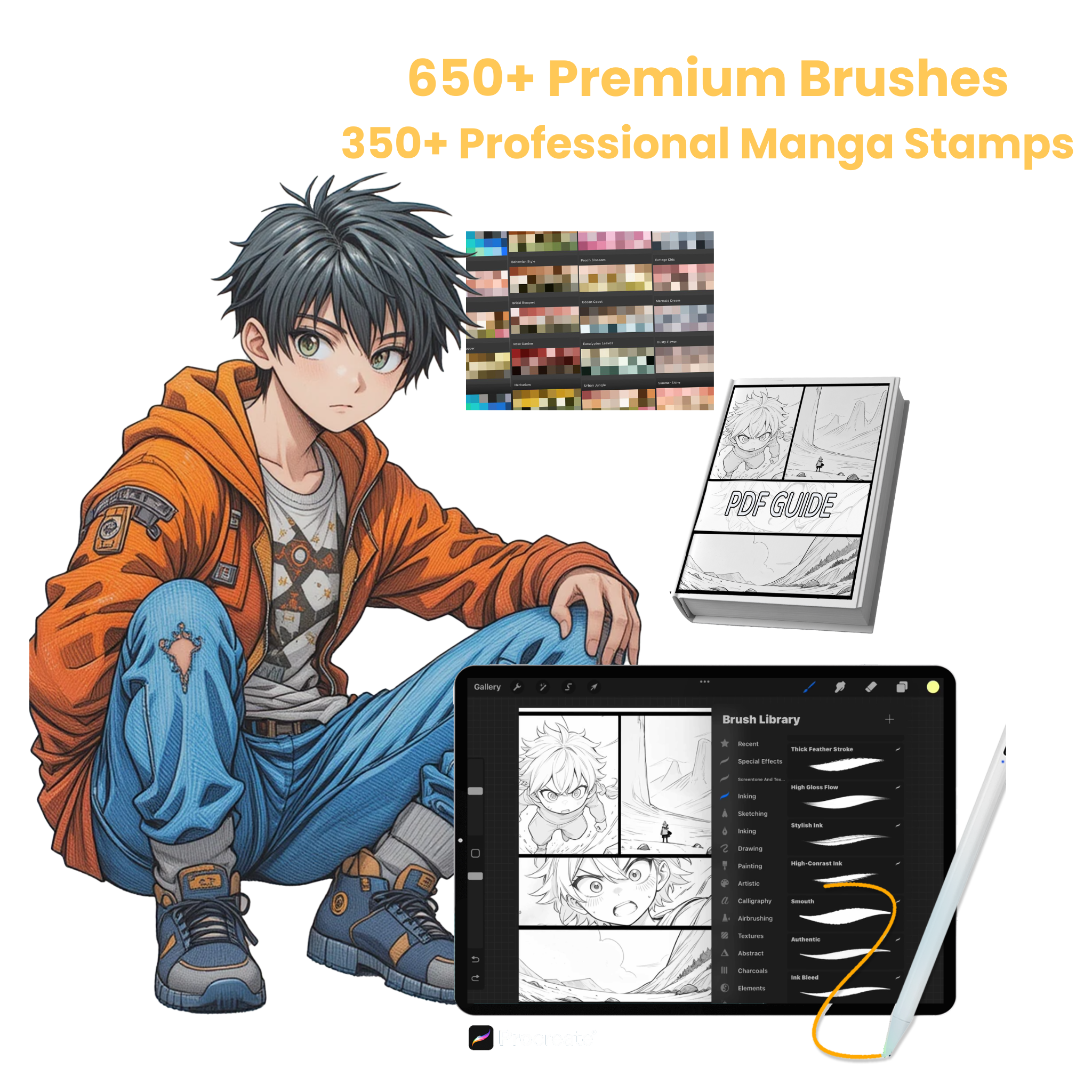 Procreate Manga Brushes Bundle